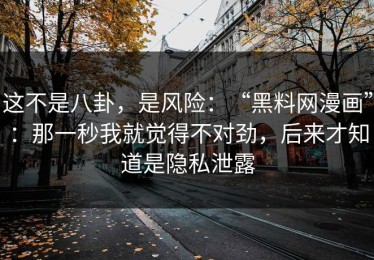 这不是八卦，是风险：“黑料网漫画”：那一秒我就觉得不对劲，后来才知道是隐私泄露