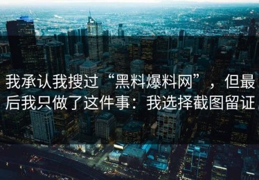 我承认我搜过“黑料爆料网”，但最后我只做了这件事：我选择截图留证