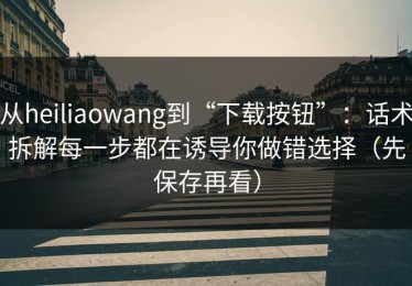 从heiliaowang到“下载按钮”：话术拆解每一步都在诱导你做错选择（先保存再看）