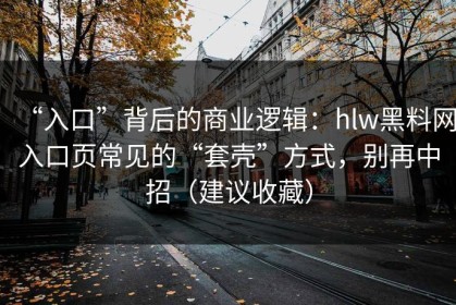 “入口”背后的商业逻辑：hlw黑料网入口页常见的“套壳”方式，别再中招（建议收藏）