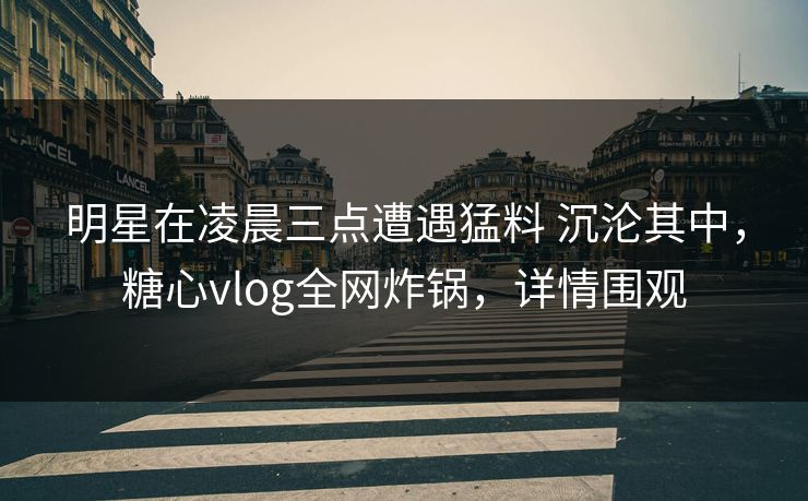 明星在凌晨三点遭遇猛料 沉沦其中，糖心vlog全网炸锅，详情围观