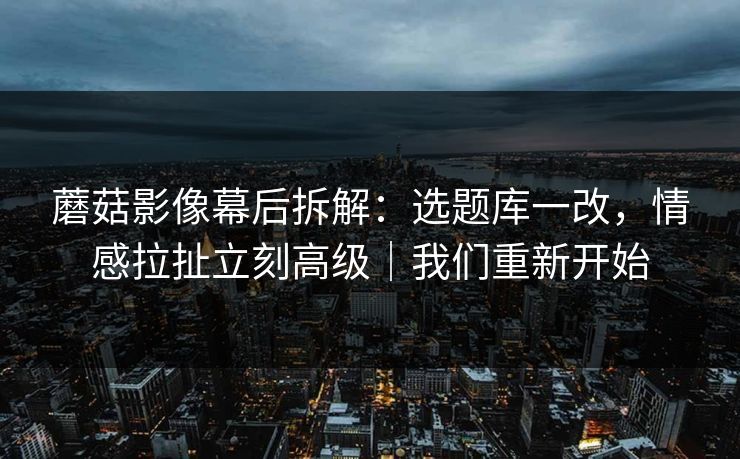 蘑菇影像幕后拆解：选题库一改，情感拉扯立刻高级｜我们重新开始