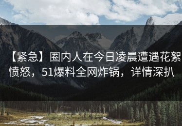 【紧急】圈内人在今日凌晨遭遇花絮 愤怒，51爆料全网炸锅，详情深扒