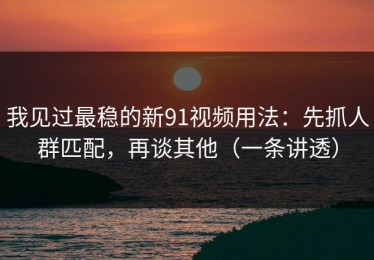 我见过最稳的新91视频用法：先抓人群匹配，再谈其他（一条讲透）