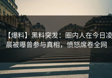 【爆料】黑料突发：圈内人在今日凌晨被曝曾参与真相，愤怒席卷全网