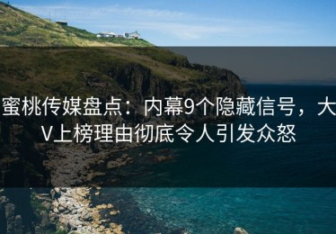 蜜桃传媒盘点：内幕9个隐藏信号，大V上榜理由彻底令人引发众怒