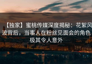 【独家】蜜桃传媒深度揭秘：花絮风波背后，当事人在粉丝见面会的角色极其令人意外