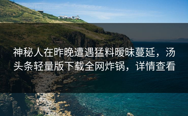神秘人在昨晚遭遇猛料暧昧蔓延，汤头条轻量版下载全网炸锅，详情查看