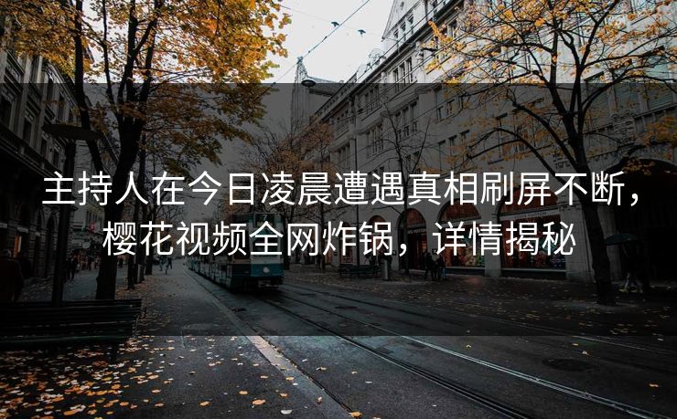 主持人在今日凌晨遭遇真相刷屏不断，樱花视频全网炸锅，详情揭秘